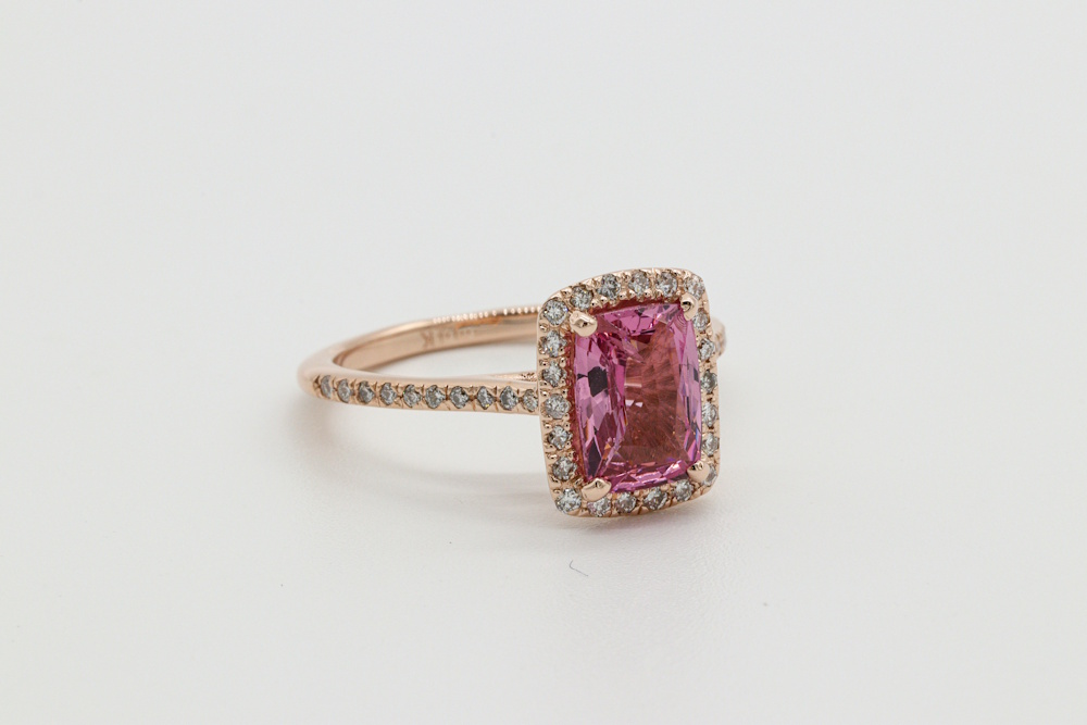 diamond ring with pink stone