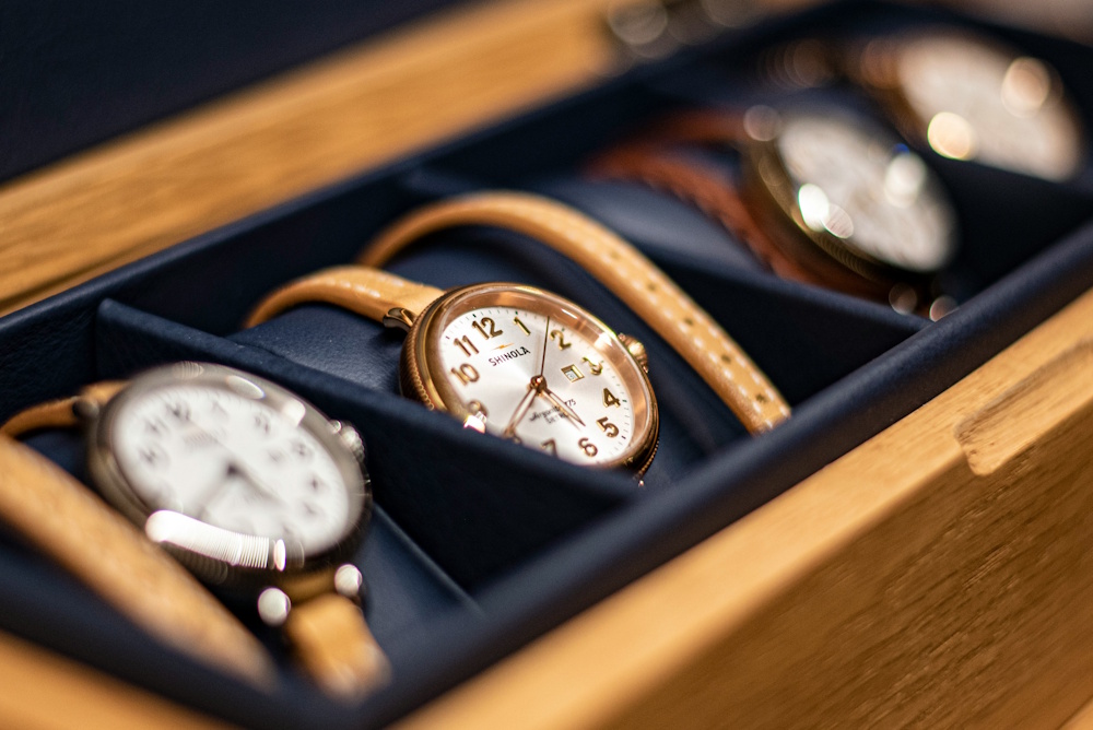 watches in a wooden case