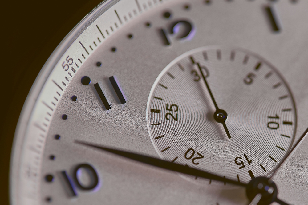 close up of a watch face