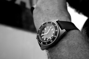 close up of a watch on a man's wrist